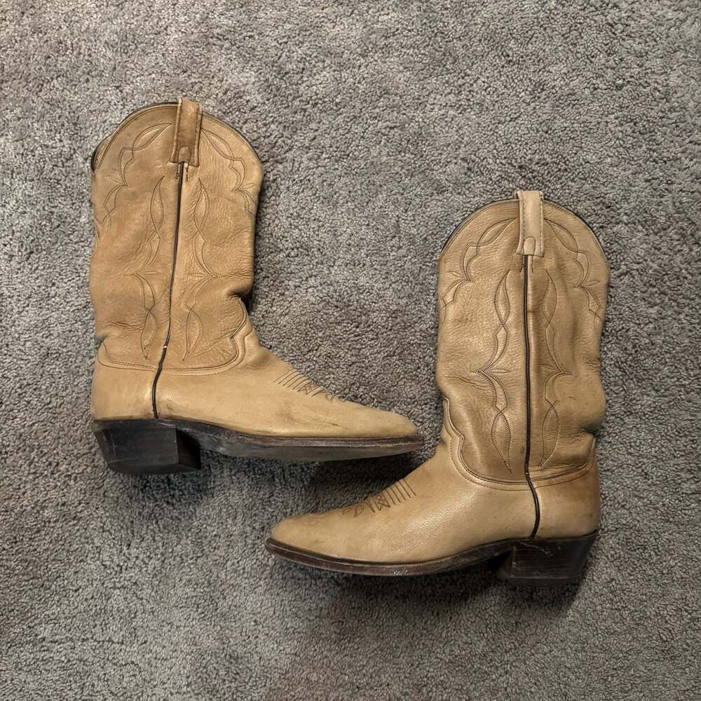 Dan Post Vintage Western Cowboy Boots Tan Leather Size 8B